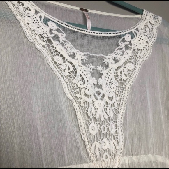 Free People White Lace Kimono Top - Picture 3 of 7